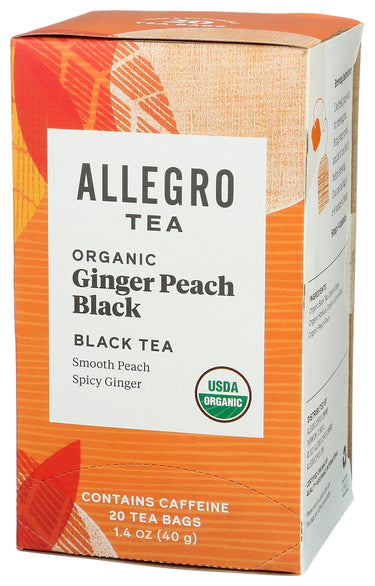 Allegro Tea, Organic Ginger Peach Black Tea Bags, 20 ct